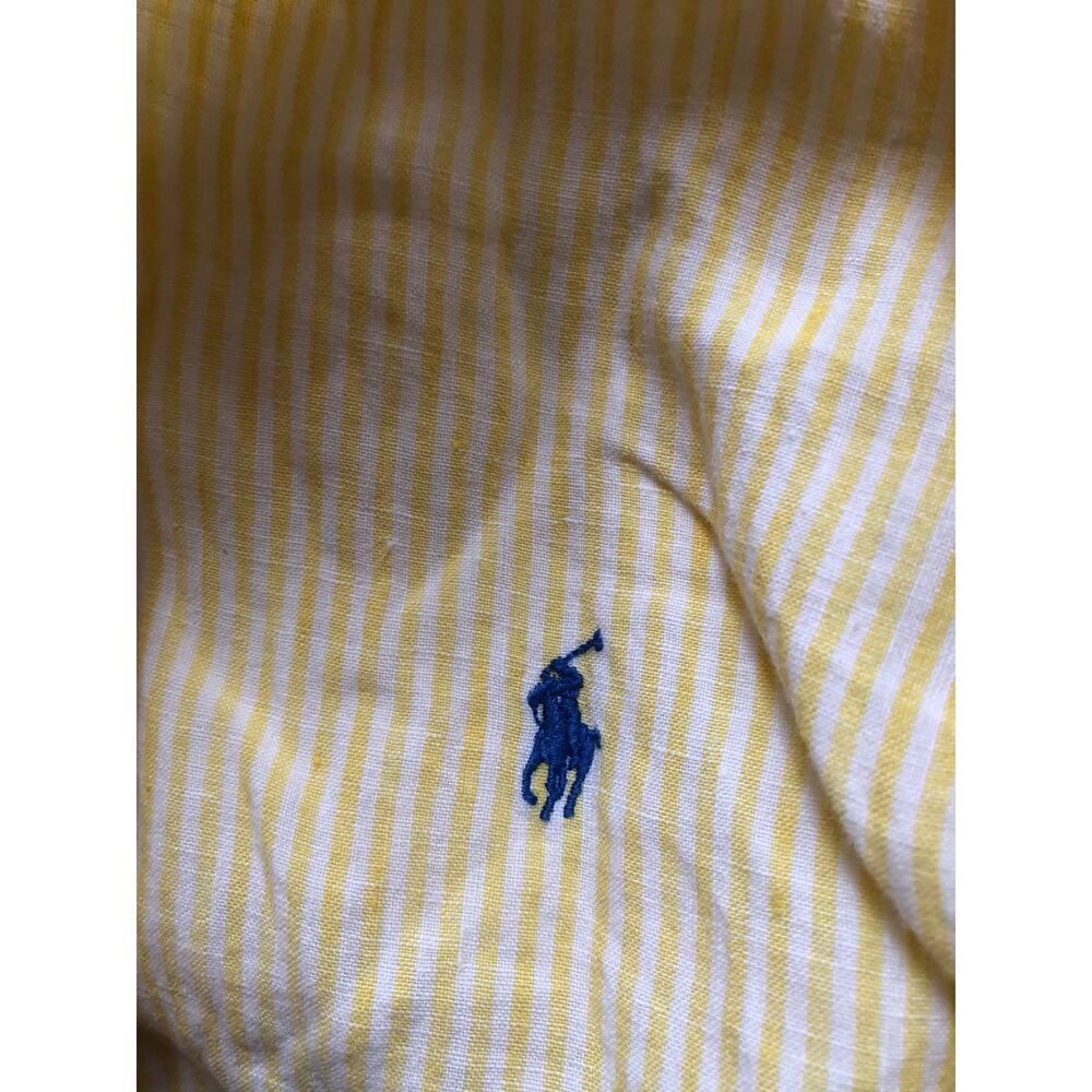Ralph Lauren Men Button Up Yellow Shirt Striped Long Sleeve Size Medium - Picture 7 of 7